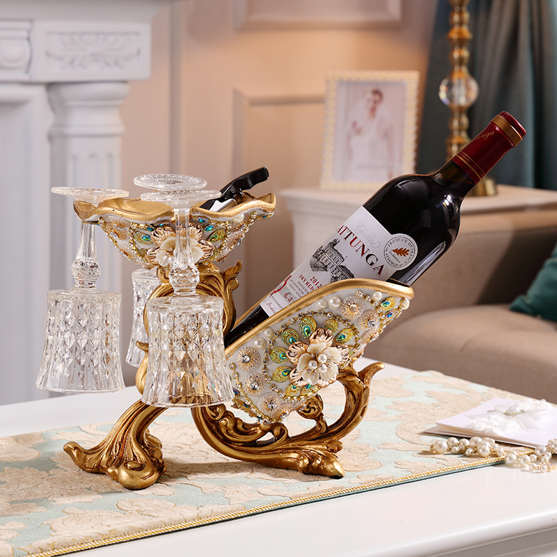 Trang trí phòng khách sang trọng trang trí phong cách châu Âu rượu vang rack rượu mát Goblet of chai rượu kệ giá đỡ hộ gia đình Mỹ
