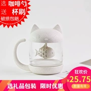 Đàn ông và phụ nữ sáng tạo nhỏ nước ngọt cốc trà mèo lúa mì cốc cốc zakka văn phòng dễ thương thủy tinh