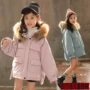Áo khoác bé gái mùa đông 2019 Cô gái Hàn Quốc mới làm dày Bánh mỳ ngắn Big Boy Down Jacket Jacket - Bông áo phao lông vũ nữ có mũ