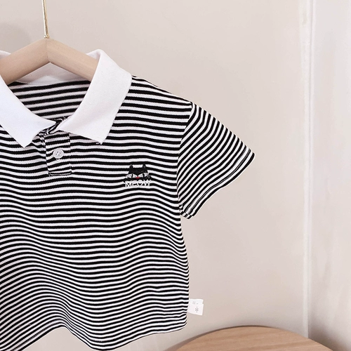 Летняя одежда, футболка с коротким рукавом, детская черная футболка polo, детский топ, коллекция 2021, в западном стиле, в корейском стиле