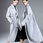 Áo len mùa thu và mùa đông 2019 của phụ nữ mới Châu Âu và Hoa Kỳ áo len cashmere hai mặt mỏng, áo khoác len nữ dài - Áo len lót đôi
