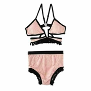 Màu đỏ lưới với màu hồng gợi cảm tua rua kích thước bikini bikini nóng bỏng mùa xuân áo tắm nữ - Bikinis