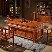 Nội thất văn phòng bằng gỗ nguyên khối Trung Quốc cổ South Elm bàn trà 1,8 m thủ tướng bàn trà và ghế kết hợp bong bóng bàn trà Kung Fu - Bàn / Bàn