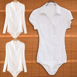 Uniform elastic ladies Liancang professional women's black and white sweet conjoined shirts Lianshi female shirt office workplace