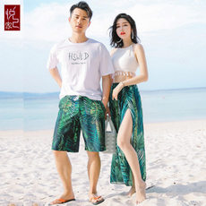 Купальник для пары 泳衣女情侣款新款三件套韩国温泉小香风显瘦海边沙滩蜜月度假泳装 Yue hexyl