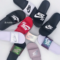 Dép thể thao Nike BENASSI bãi biển bột trắng khâu chữ laser đen trắng logo 343881 dép xăng đan