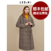 Lecho kẻ sọc hai mặt áo len 2018 mùa thu đông 2018 nữ sinh dài phần trên áo len dài đến đầu gối - Trung bình và dài Coat