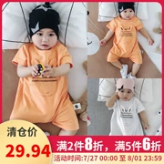 Quần áo trẻ em một mảnh mùa hè mùa hè tay áo mỏng cho bé sơ sinh 6-12 tháng tuổi áo choàng cotton sơ sinh romper bé một tuổi - Áo liền quần