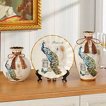 陶瓷花瓶三件套摆件家居客厅电视柜创意装饰