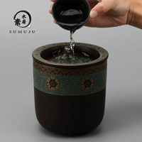 Bình đựng nước bằng gốm rửa nước rửa chén bằng bọt khô có nắp đậy bộ ấm trà phụ kiện nước thải bã trà thùng xỉ xỉ nước xô - Trà sứ bình pha trà giữ nhiệt có lưới lọc