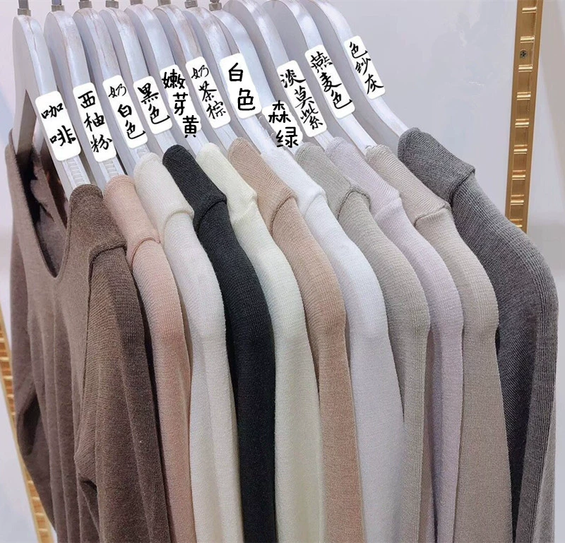 Mùa thu và mùa đông 2019 cừu nhiệt độ không đổi cashmere sốt mùa thu quần áo nữ cổ tròn công nghệ đen đồ lót nhiệt Slim áo dài tay chạm đáy - Áo ấm