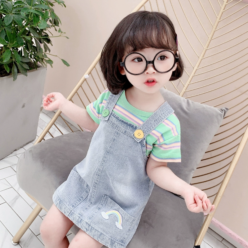 Cô gái váy dây phù hợp với mùa hè trẻ em mới váy denim Hàn Quốc thời trang 2 trẻ em nước ngoài 3 tuổi phần mỏng dễ thương - Phù hợp với trẻ em