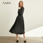 Amii tối giản chính thức của phụ nữ 2019 chính thức đi lại váy Một chiếc váy dài tay giữa mid-1193TM0362 - A-Line Váy váy suông chữ a