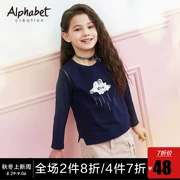 Quần áo trẻ em Aifabei 2019 mùa thu mới cho bé gái áo thun dài tay trẻ em áo phông đáy quần cotton trẻ em lớn - Áo thun