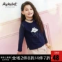 Quần áo trẻ em Aifabei 2019 mùa thu mới cho bé gái áo thun dài tay trẻ em áo phông đáy quần cotton trẻ em lớn - Áo thun áo thun có cổ cho bé