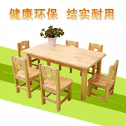 Bàn ghế mẫu giáo cho trẻ em bằng gỗ hình chữ nhật giáo dục mầm non cho trẻ em ăn và học nửa sồi sáu bàn ghế - Phòng trẻ em / Bàn ghế