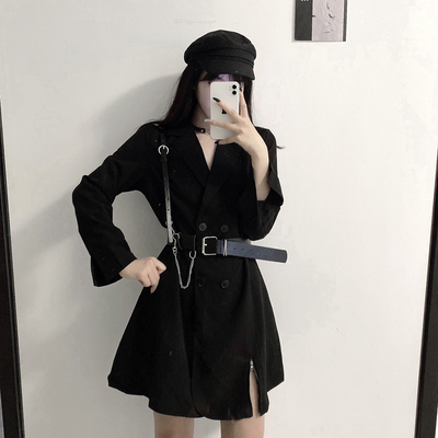 taobao agent Suit, dress, fitted brace, plus size, long sleeve, bright catchy style
