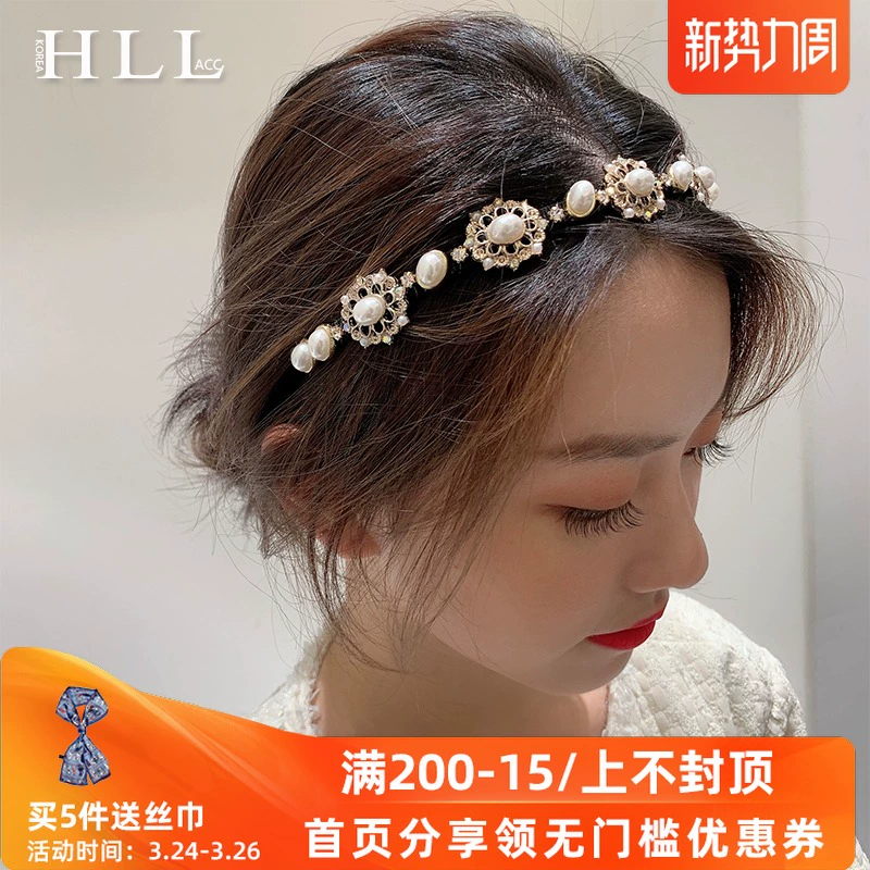 Hàn Quốc Dongdaemun lớn retro phụ nữ xinh đẹp rhinestone nhung headband kẹp tóc lưới màu đỏ headband Mũ Pháp - Phụ kiện tóc