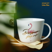 Blue Lotus Flamingo Phnom Penh Cup Mug Bone Bone Ceramic Oatmeal Cup Breakfast Breakfast Cup Creative Ins Dung lượng lớn