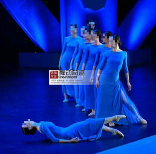 New long skirt modern dance performance clothing dress rosemary dance carnival carnival blue modern dance skirt female