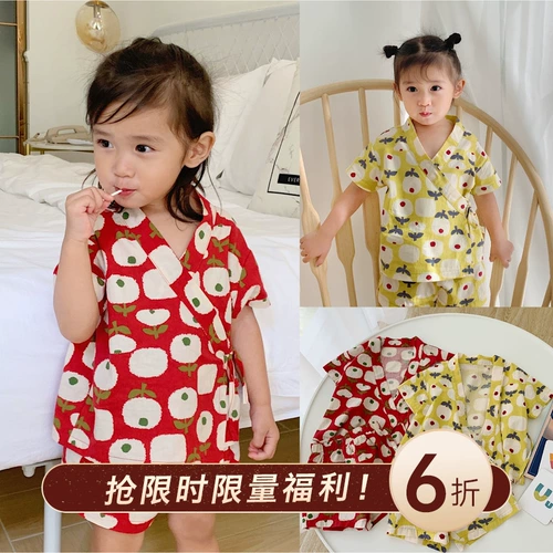 Летний японский свежий комплект для девочек, детская одежда, короткий рукав