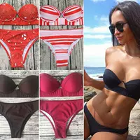 Vụ nổ mới AliExpress mới Châu Âu và Hoa Kỳ bikini đen gói cứng chia áo tắm nữ đồ bơi bikini - Bikinis váy tắm biển đẹp