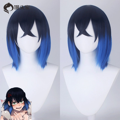 taobao agent Cosplay Cosplay wigs and ghosts Destroyed Blade Pingyi Pig Face Beautiful Boy Natural Black Gradient