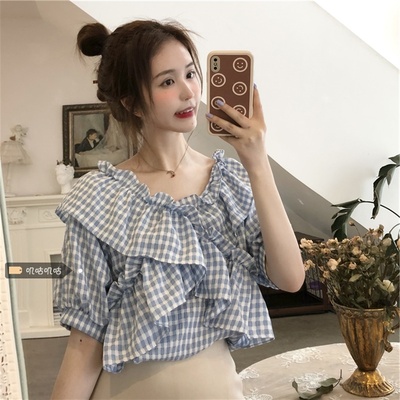 taobao agent Summer short design top, season 2021, for plus size ladies, trend of season, fitted