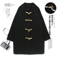 Черная японская школьная юбка, шерстяное пальто, длинная куртка, средней длины