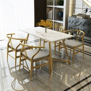Bắc Âu Cafe Golden Marble Dinette Group Bàn ngoài trời Thiết kế Thiết kế Nội thất Ghế sắt Y hiện đại - Đồ gỗ ngoài trời