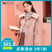 Áo khoác len nữ nhỏ 2019 mẫu thu đông 2018 Học sinh Hàn Quốc màu hồng Hepburn gió dài phần áo ngắn - Accentuated eo áo