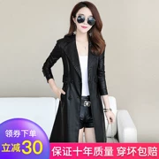 Mùa xuân và mùa thu mới 2019 Phụ nữ mới Hained leather Phụ nữ áo gió dài phần da phiên bản Hàn Quốc của áo khoác mỏng phù hợp với áo khoác mỏng - Quần áo da