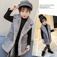 Áo vest bé gái mùa thu đông 2018 áo khoác ba lỗ có mũ bé gái