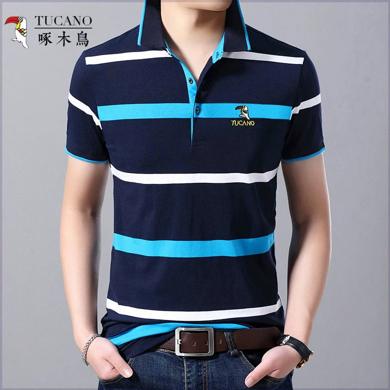 Áo sơ mi nam tay ngắn Woodpecker 2020 mùa hè mới in áo sơ mi cotton cotton không tay nửa nam - Polo