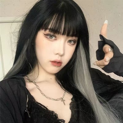taobao agent Wig, straight hair, comics, bangs, helmet, bright catchy style, internet celebrity