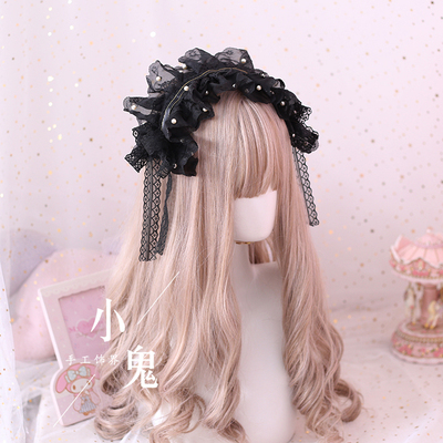 taobao agent Genuine black hair accessory with bow, hairgrip, headband, Lolita style