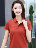 Zhenweisi Thể thao POLO Áo sơ mi nữ nửa tay áo cổ áo mùa hè Cotton trắng Kích thước lớn Phụ nữ lỏng lẻo Ve áo ngắn - Áo polo thể thao áo polo nữ form rộng