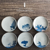 Shengshan đồ đá khay trà cổ chén gốm Kung Fu bộ trà phụ kiện trà vẽ tay màu xanh và trắng retro đế lót ly rượu vang - Trà sứ ấm trà đạo