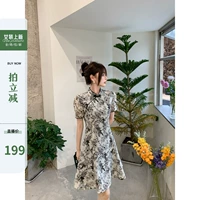 Lieer Lierkiss [Чернильная и чернильная юбка для красоты] Новая китайская цветочная темпераментная леди элегантная юбка Cheongsam Lyr223