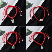 Ngọc bích đỏ tự nhiên vòng tay nữ Hàn Quốc nhỏ tươi ngọt hòa bình khóa vòng tay tay dây đơn giản tính khí dây chuyền