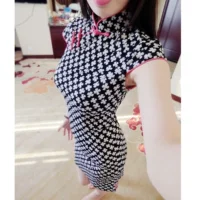 Qingcang Yishu Brand Cheongsam Новая элегантная и улучшенная версия Cheongsam Short -Sleeed Celebrities Daily