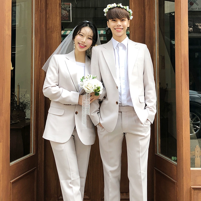 Chú rể phù hợp với phù hợp với người đàn ông phù hợp nhất đám cưới mùa hè mỏng phần nam đẹp trai phong cách giản dị váy cưới nữ mỏng phiên bản Hàn Quốc - Suit phù hợp