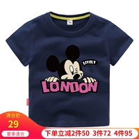 Chuột Mickey mùa hè Đàn ông và phụ nữ mới Trẻ em Áo thun ngắn tay 3 Áo sơ mi cotton cho bé 5 Áo tay dài nửa trẻ em mặc 6 tuổi - Áo thun đồ bé gái