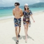 2018 cặp đôi mới bơi phụ nữ bảo thủ eo cao boyshort lưới áo bãi biển kỳ nghỉ quần bơi nam phù hợp với quần - Vài đồ bơi 	đồ đi biển đôi	