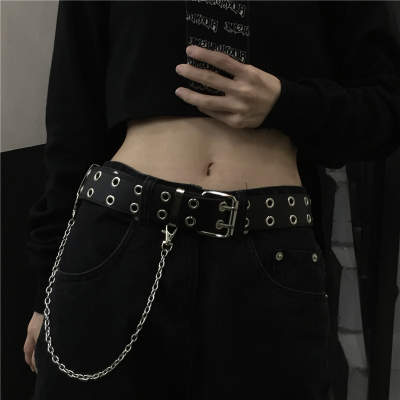 taobao agent Brand belt, golden metal universal chain, punk style