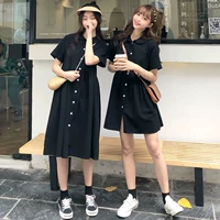 Mùa hè 2019 phụ nữ mới ăn mặc retro bạn gái sinh viên trong đoạn dài nhỏ tay ngắn tươi Một váy từ thủy triều - A-Line Váy váy liền thân chữ a