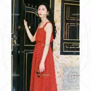 Váy voan nữ retro sang trọng retro váy đỏ sóng váy 2019 yêu váy dài quốc phục - Trang phục dân tộc