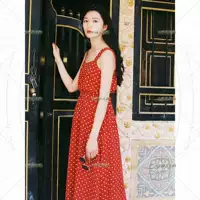Váy voan nữ retro sang trọng retro váy đỏ sóng váy 2019 yêu váy dài quốc phục - Trang phục dân tộc áo nam
