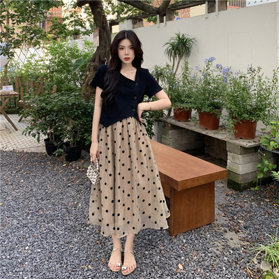 taobao agent Set, summer bra top, pleated skirt, plus size