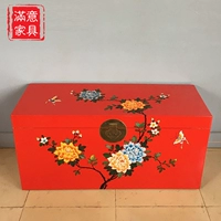 Ретро -антикварный китайский камфора с твердым деревом хранения ящики для хранения картины Коробка Коллекция Каллиграфия покраска коробка брак брак, свадебная картина коробка